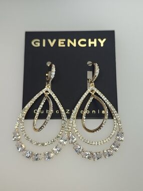 NWT Givenchy Gold-Tone Crystal Orbital Drop Earrings